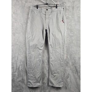 Superdry International Straight Chino Trousers Pants Mens 34x28 Gray Flaw